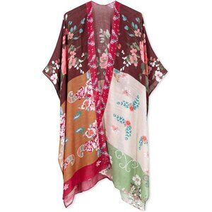 Women's Kimono Swimsuit Coverups Patchwork Sorrel